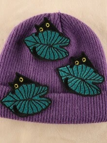 1件套的3入組刺繡貼布適用於服裝,帽&配件DIY熨燙膠黏劑貼紙裝飾-貓帶樹葉設計 - 彩色 - 查看 5