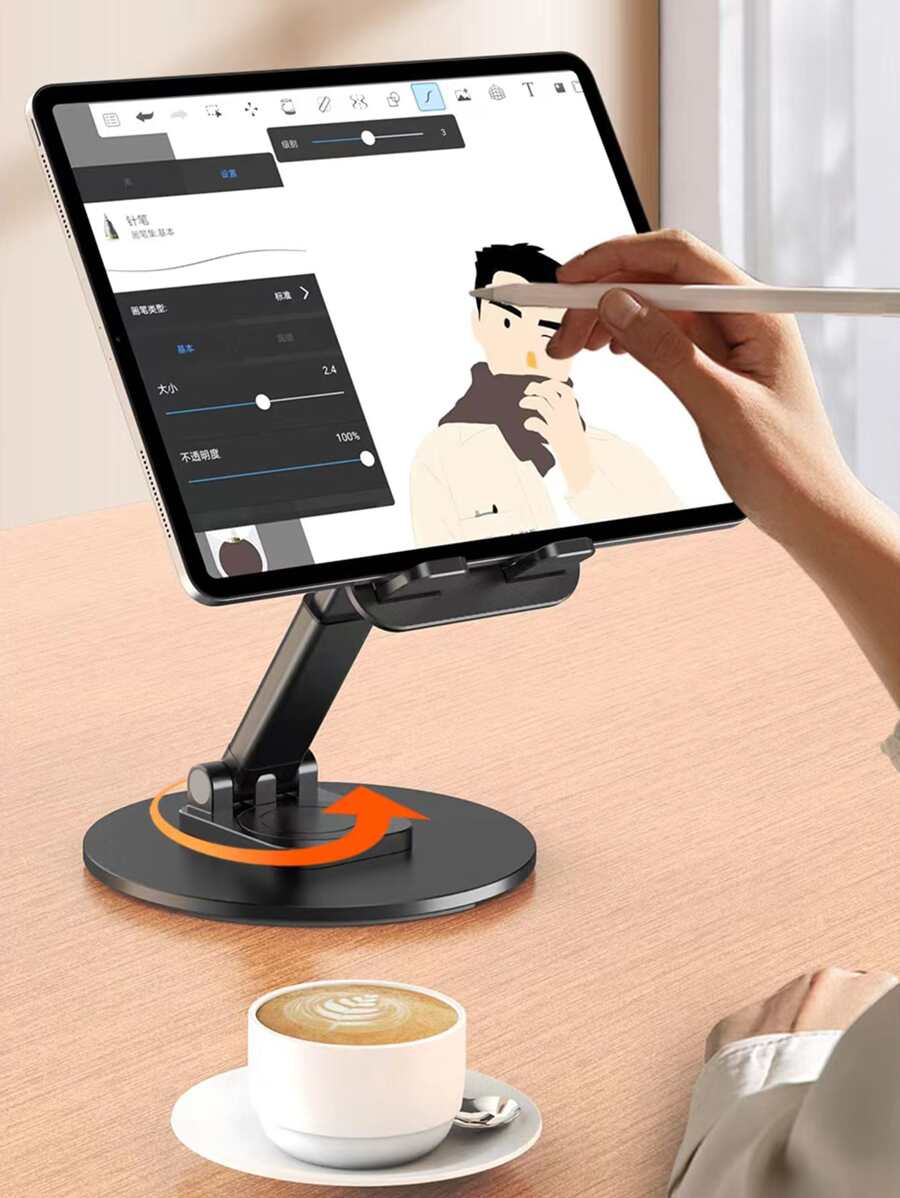1 件铝合金手机支架可旋转金属桌面支架适用于手机和平板电脑兼容 、Android 手机，生日礼物，家人、朋友手机支架，手机配件 - 黑色 - 查看 1