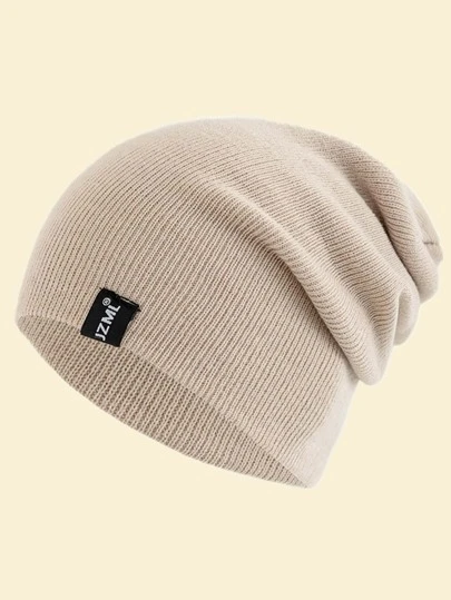 JZML 1pc Unisex Letter Embellished Unstructured Beanie Casual Fall Outfit