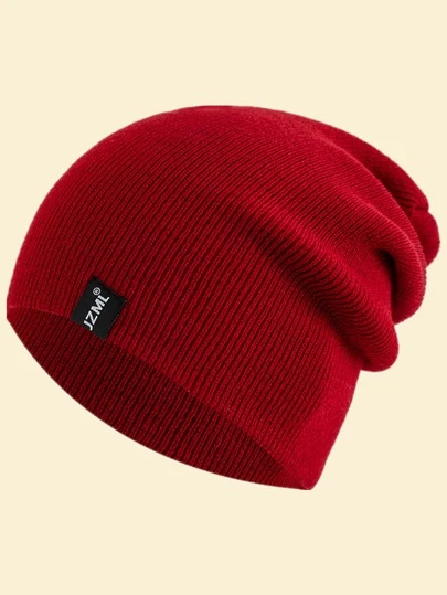 JZML 1pc Letter Logo Decorated Unstructured Beanie Casual Fall Outfit