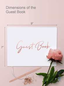 Gold Foil Message Book And Pen, 9"X7" Hard Cover Guest Book For Weddings, Parties, Events Visitors To Sign - Rose gold - View 4