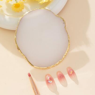 Tấm trưng bày màu sơn móng tay bằng nhựa trắng, thiết kế giả đá mã não, bảng màu sơn móng tay, dụng cụ trưng bày, bảng pha màu sơn móng tay tròn nhẹ và di động dành cho phụ nữ và trẻ em gái, đồ dùng làm móng, dụng cụ làm móng, dụng cụ làm móng, trở lại trường, móng tay, dụng cụ làm móng để dán móng tay