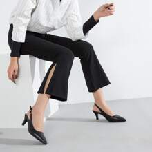 Women's Slingback Kitten Heel Pointed Closed Toe Low Heel Pumps Elegant Comfortable Dress Wedding Evening Bridal Party Shoes - màu đen - Xem 2