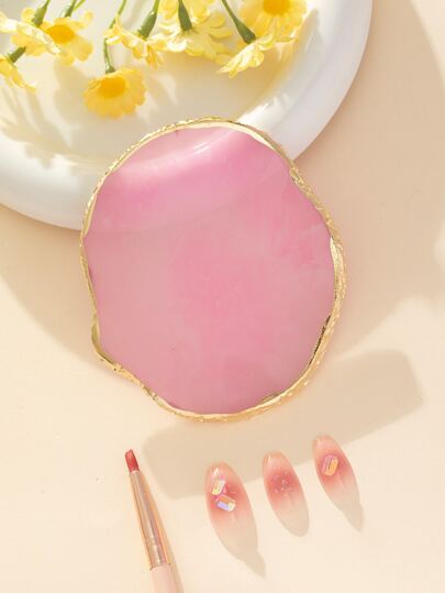 Resin Nail Art Palette, Faux Agate Display Board, Lightweight Round Nail Art Mixing Palette For Women, Pink,Nail Supplies,Nail Tools,Nail Art Tools,Back To School,Nails,Nail Tools For Press On Nails