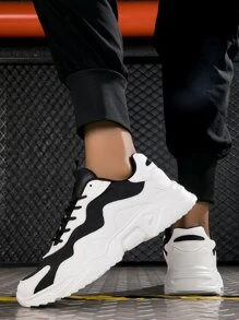 Men Colorblock Lace-Up Front Sneakers Chunky Shoes