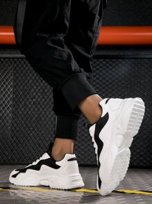 Men Colorblock Lace-Up Front Sneakers Chunky Shoes