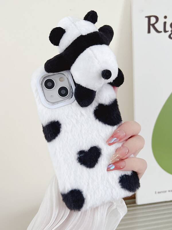 Funny Cartoon Panda Decor Plush Phone Case