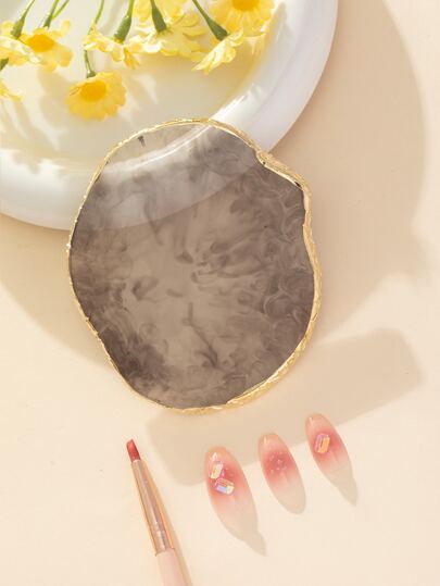 Resin Nail Polish Color Palette, Resin Imitation Natural Agate Pattern Nail Art Display Board, Portable Round Nail Polish Mixing Palette Gray Nail Polish Palette Display Board Tools,Nail Supplies,Nail Tools,Nail Art Tools,Back To School,Nails,Nail Tools For Press On Nails