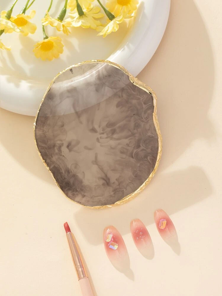 Resin Nail Polish Color Palette, Resin Imitation Natural Agate Pattern Nail Art Display Board, Portable Round Nail Polish Mixing Palette Gray Nail Polish Palette Display Board Tools,Nail Supplies,Nail Tools,Nail Art Tools,Back To School,Nails,Nail Tools For Press On Nails