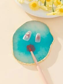 树脂蓝色美甲色彩展示盘，树脂玛瑙仿圆形美甲色卡指甲油调色板展示板女士和女孩适用工具、美甲用品、美甲工具、美甲工具、返校、指甲、按压式指甲工具 - 藍色 - 查看 3