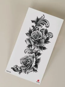 STARTTOOS Adesivo tatuaggio, 1 foglio di tatuaggi temporanei con motivo floreale per donne, adesivi tatuaggi per adulti, tatuaggio realistico di fiori, adatto per donne e ragazze