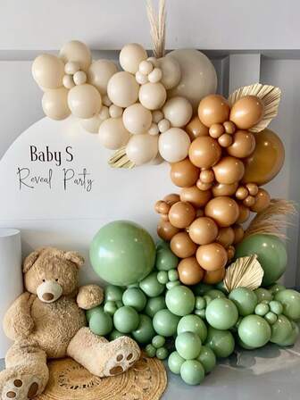 134pcs Beige Camel Green Balloon Garland Arch Kit Baby Shower Kids Boy Jungle Birthday Decoration Balloons Baptism Party Decor Backdrop