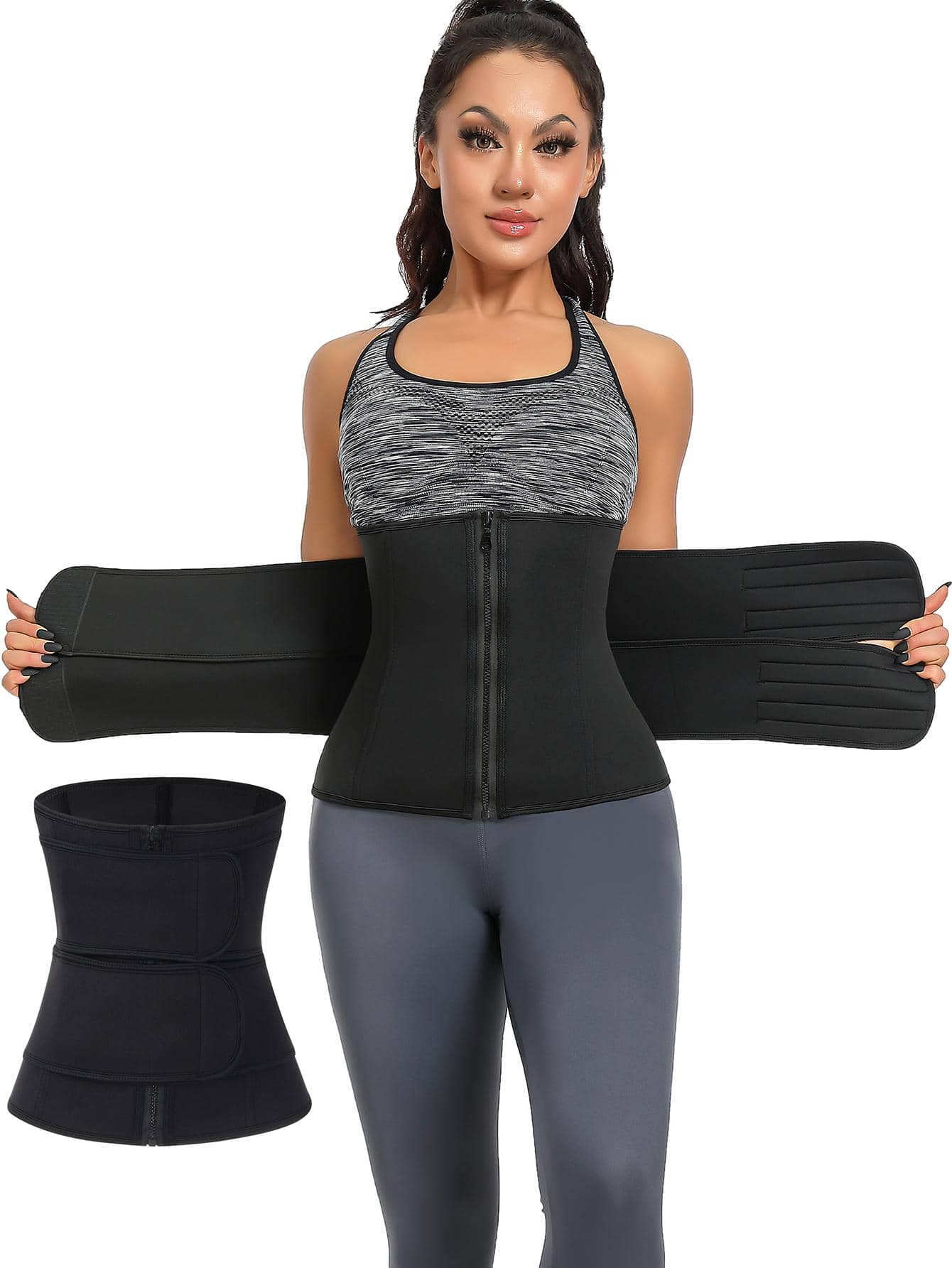 Sweat Waist Trainer Belt For Women, Sport Waistband With Zipper