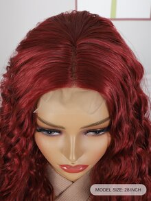 4*1蕾絲正面長款卷人造假髮 - 紅色 - 查看 5