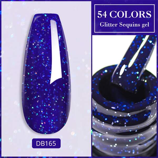 Blue Glitter Gel Nail Polish Sparkling Sequins Gel Semi permanent