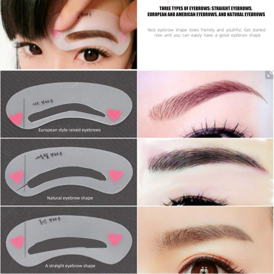1pc 3 Styles Eyebrow Stencil Set, Including Brow Shape Template, Slouchy Eyebrow Shaper And Eyebrow Drawing Aid, For Natural, Arched And Tapered Eyebrows, Beauty Tool For Eyebrow  Makeup - Clear - View 1