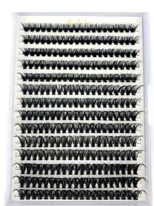 1 Box/280 Bundles 40d Mixed Length False Eyelashes Faux Mink Individual Natural Thick Eyelash Extensions For Makeup Lash Clusters,Eye Lash Clusters,Individual Eyelashes,Lashes,Fake Lashes - Black - View 1