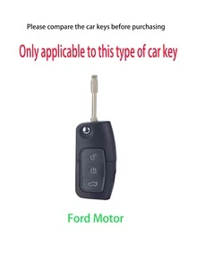 3pcs/set Tpu Key Shell Protective Cover And Keychain, Compatible With Ford 3-button Folding Car Key - Multicolor - View 3
