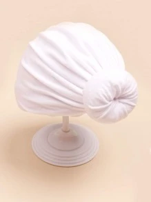 1pc Baby Donut Design Turban Hat - White - View 1