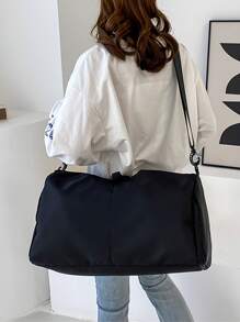 黑色行李手提周末旅行包、医院包、大容量旅行包、干湿分离健身运动包 - 黑色 - 查看 6