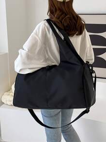 黑色行李手提周末旅行包、医院包、大容量旅行包、干湿分离健身运动包 - 黑色 - 查看 5