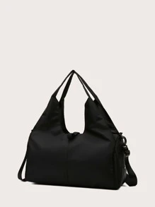 黑色行李手提周末旅行包、医院包、大容量旅行包、干湿分离健身运动包 - 黑色 - 查看 3