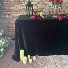 1pc 200gsm Velvet Rectangular Tablecloth For Wedding And Party Decoration - Black - View 2