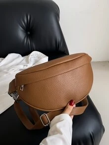 Cangurera de moda simple - Marrón - Ver 7