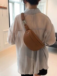 Cangurera de moda simple - Marrón - Ver 8