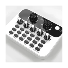 Live Sound Card V8 Mini Audio Interface Podcast Mixer Suitable for PC Computer Phone Broadcast Recording Effects - White - View 2