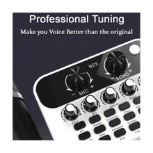 Live Sound Card V8 Mini Audio Interface Podcast Mixer Suitable for PC Computer Phone Broadcast Recording Effects - White - View 8