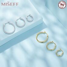 MISEFF 1對 個性化 S925純銀黃金簡約圓形元素經典時尚耳環，優雅設計首飾禮物，適合女士 - 金黃色 - 查看 4