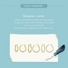 MISEFF 1對 個性化 S925純銀黃金簡約圓形元素經典時尚耳環，優雅設計首飾禮物，適合女士 - 金黃色 - 查看 10