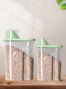 1 pieza Lata hermética para almacenamiento de alimentos + 1 pieza Tazón plegable, Lata transparente de material plástico para alimentos para mascotas con taza medidora, Recipiente divisor de snacks, Caja de almacenamiento de alimentos, Adecuado para todas las estaciones - Verde - Ver 8