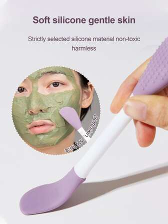 1pc Double Head Silicone Face Mask Brush, Facial Cleansing Massager, Spatula, And Makeup Tool,Makeup,Cheap,Room Decor,Vanity,Travel,Bedroom,Makeup Accessories,Cheap,Stocking Stuffers,Makeup,Makeup Tools,Cheap Stuff,Gifts,Gifts For Women,Christmas Gifts