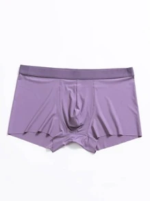 Calzoncillos bóxer nuevos modales para hombre, color morado fino, sin costuras, de seda helada - Morado - Ver 1