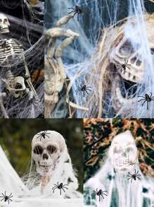 1/10 szt. Dekoracje na Halloween Sztuczna Pajęczyna Super Rozciągliwe Pajęczyny Z Fałszywymi Pająkami Straszne Dekoracje Imprezowe Rekwizyty Do Domu Horroru