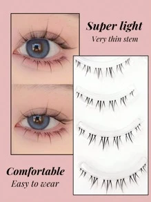 5 Lông mi dưới Trong suốt Thân cây Tự nhiên Đáy Lông mi Manga Lông mi Nối mi - màu đen - Xem 4