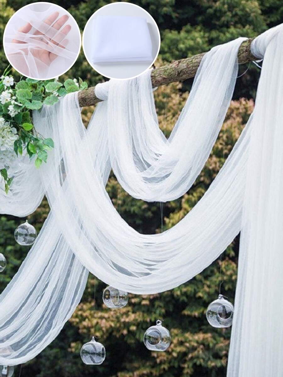 1入組素色背景極簡滌綸多功能歐根紗適合婚禮派對