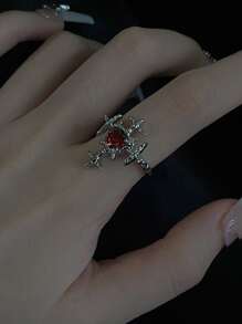 1 Stück Ring Gotisch Stil Kupfer Würfel & dunkel Kubischem Zirkonia Kreuz, Offen Für Frauen