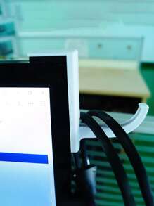 Adhesive Computer Monitor Headphone Hook Hanger, Headset Stand With Cable Clip Organizer, White - White - View 3