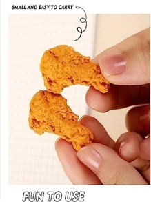 1pc/set 9pcs Fried Chicken Shape Eraser For Students Creative Stationery Pencil Eraser Office Supplies - Yellow - View 3