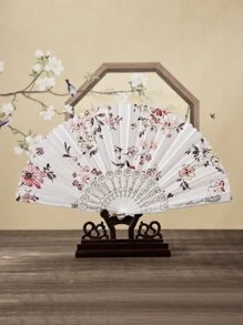 Breezier Chinese Style Elegant Blooming Flowers Decorative Fan