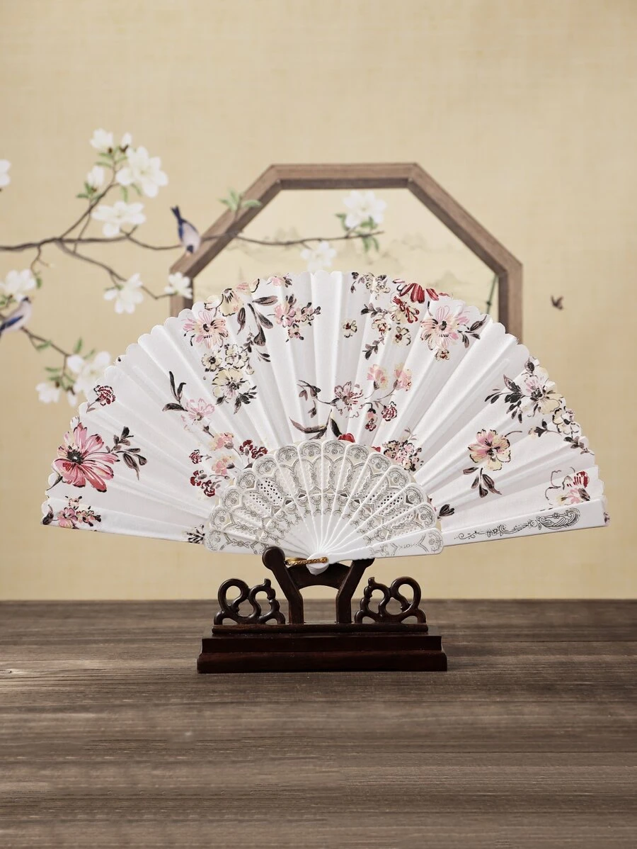 Breezier Chinese Style Elegant Blooming Flowers Decorative Fan