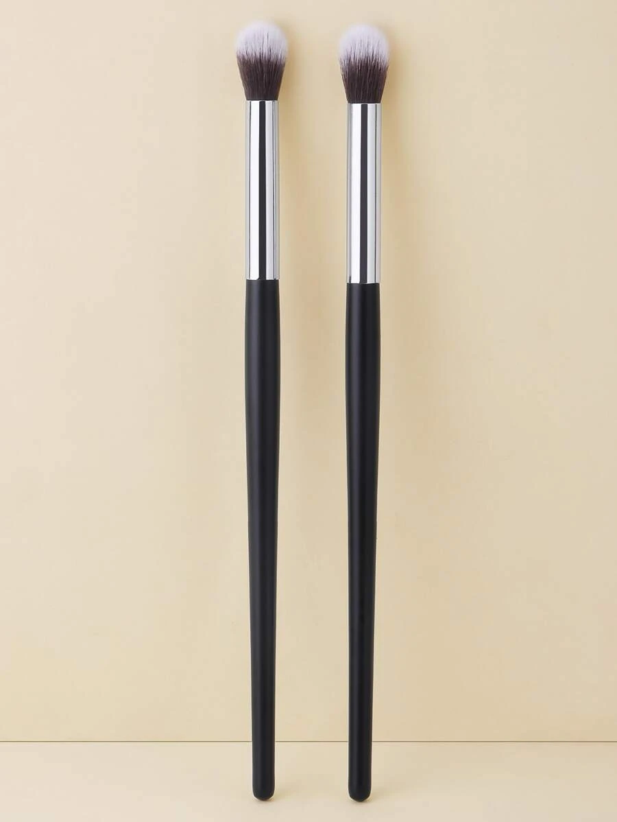 2pcs/Set Black & Silver Eye Socket Detail Blending Makeup Brush,Eyebrow Brush,Eyeshadow Brush,Spoolie,Spoolie Brush