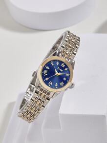 1pc Ladies Fashionable Waterproof Night Light Calendar Quartz Watch And 1pc Bracelet