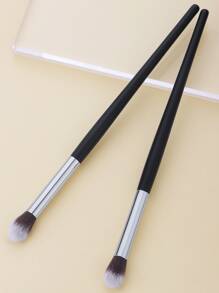 2pcs/Set Black & Silver Eye Socket Detail Blending Makeup Brush,Eyebrow Brush,Eyeshadow Brush,Spoolie,Spoolie Brush