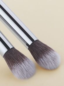 2pcs/Set Black & Silver Eye Socket Detail Blending Makeup Brush,Eyebrow Brush,Eyeshadow Brush,Spoolie,Spoolie Brush