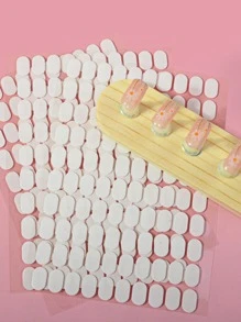 klimonla 100片/张 椭圆形双面胶美甲练习贴片，纳米凝胶美甲训练贴片，美甲用品，美甲工具，美甲艺术工具，返校季，美甲，美甲工具（适用于按压式美甲贴片） - 白色 - 查看 3