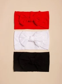 3pcs Candy Colored Soft & Stretchy Nylon Hairbands With Bow For Infants Love Valentine - Multicolor - View 3